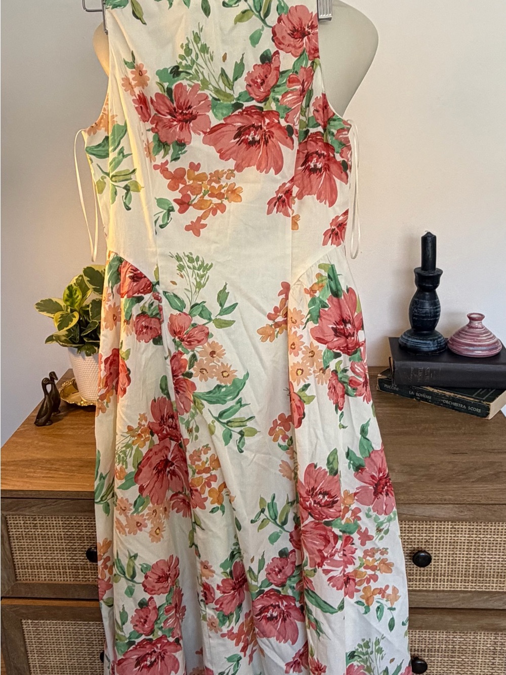 Mango Floral Print Cotton Midi Dress XS NWT